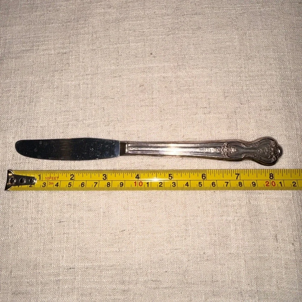 Vintage‎ Floral Scroll Silverplate Dinner Knives Set of 4 8.25
